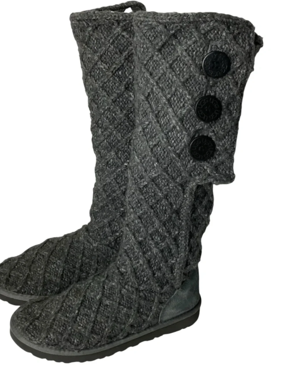 UGG Australia Classic Cardy Knit Sweater Knee High  Gray Boots Size 7 US/ # 3067